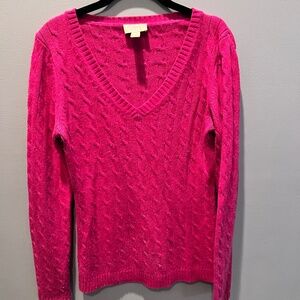 Warm hot pink v-nect sweater